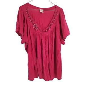 Just My Size Pink Short Sleeve Top Womens Plus Size 4X